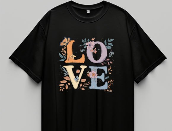 Boho Floral LOVE Png Design for T-Shirt Designs